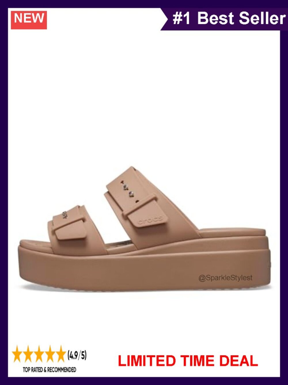 Two-Strap Adjustable Wedge Sandals with LiteRide Foam Footbed